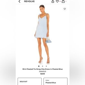 Revolve Mini Blue Pleated Dress
